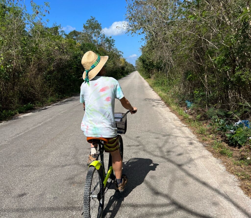 biking to cenotes in yucatan mexico