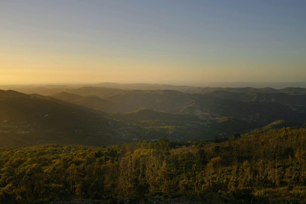 Sunset over mountains in Portugal