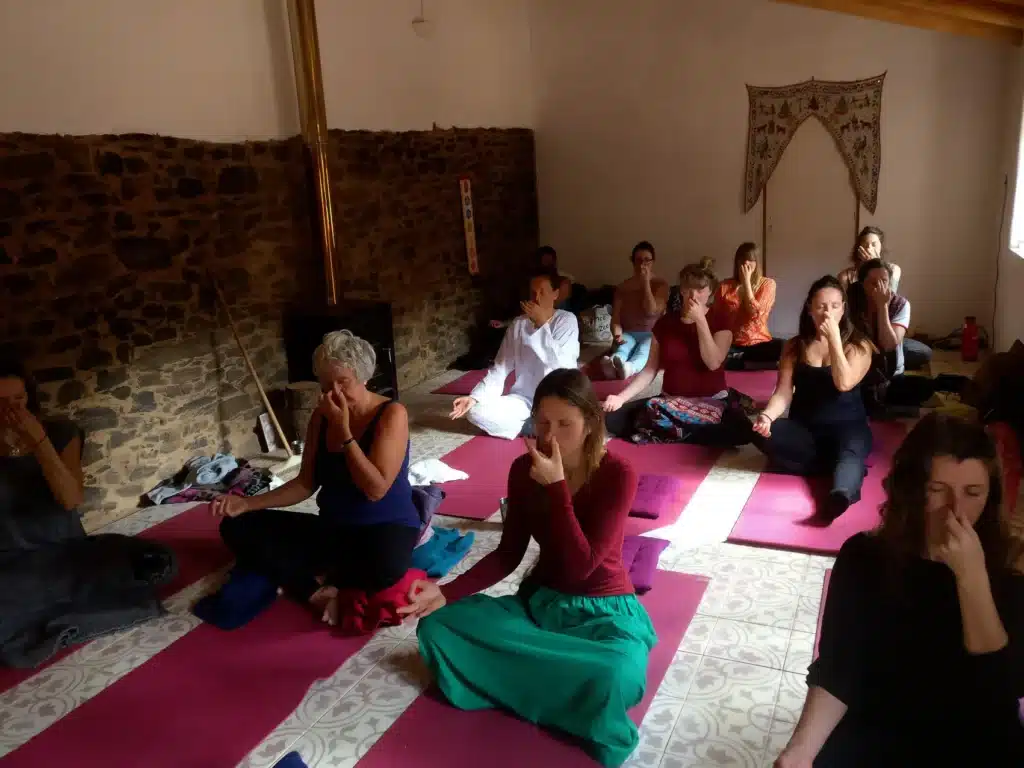 Yoga class on yoga retreat in Portugal