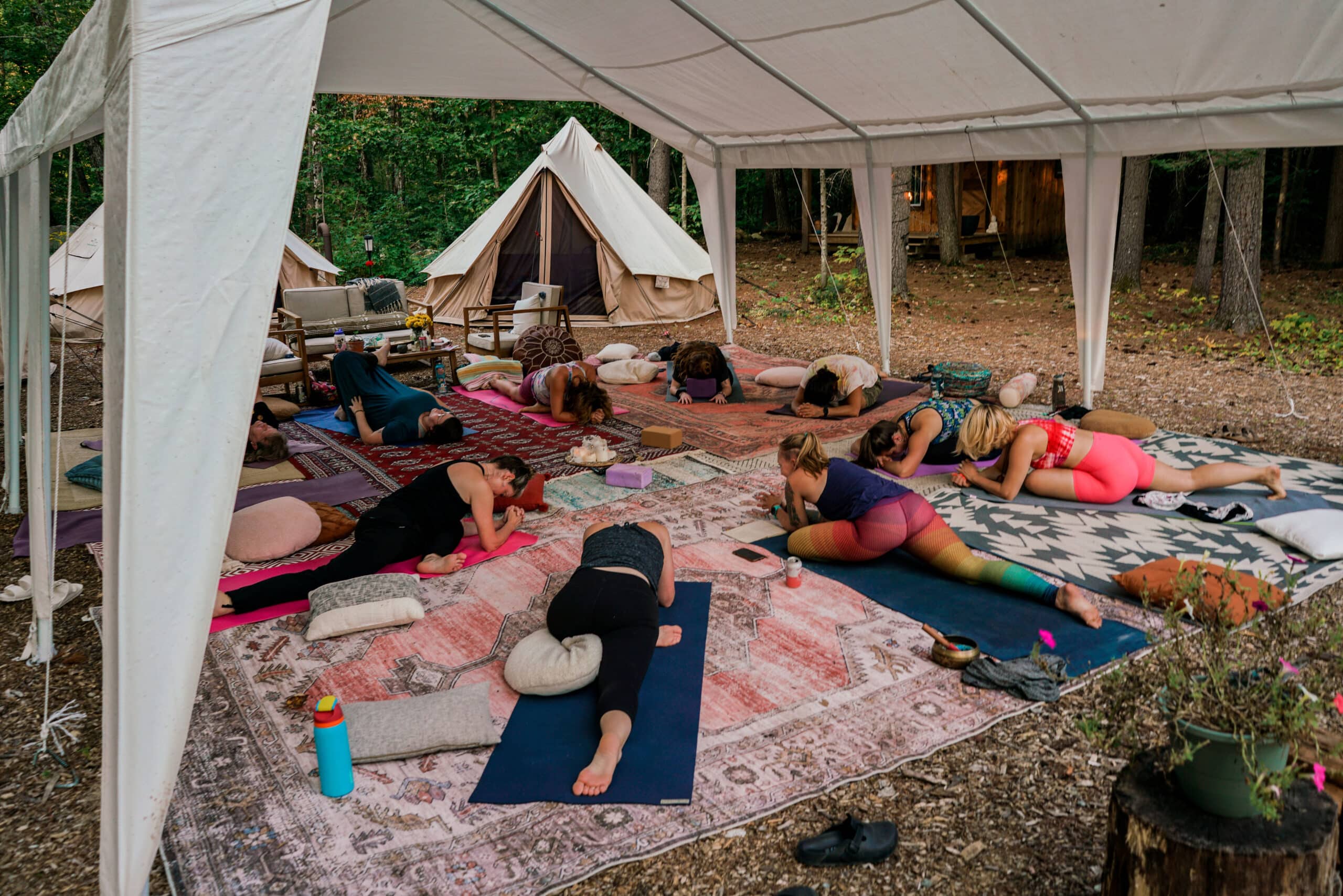 Yoga class on retreat in New Hampshire