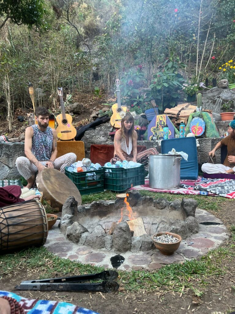 chanting with cacao at mystical yoga farm