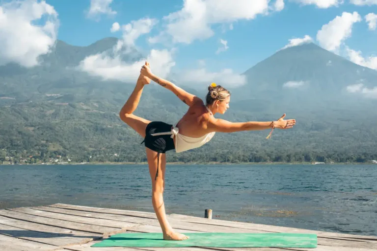 yoga on dock at yoga teacher training lake atitlan